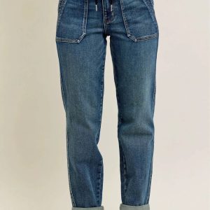 Judy Blue Full Size HW Vintage Wash Jeans w/ Drawstring Plus Size - Image 2