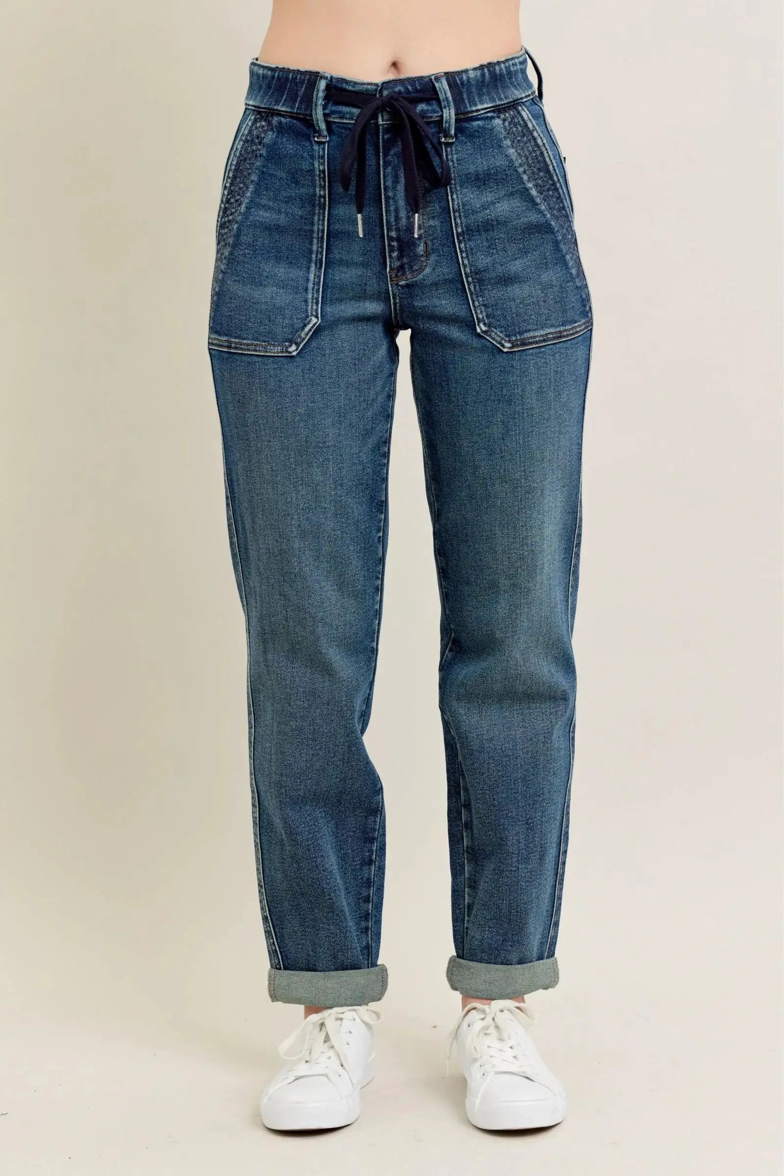 Judy Blue Full Size HW Vintage Wash Jeans w/ Drawstring Plus Size - Image 2