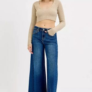 RISEN Full Size High Rise Ankle Wide Jeans Plus Size - Image 6