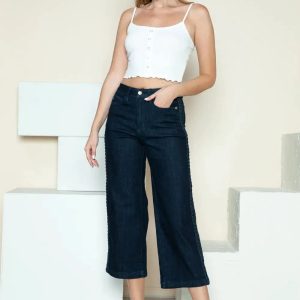Judy Blue Full Size Side Seam Braid Detail Crop Wide Leg Jeans - Image 13