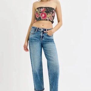 RISEN Full Size High Rise Crop Boyfriend Jeans Plus Size - Image 6