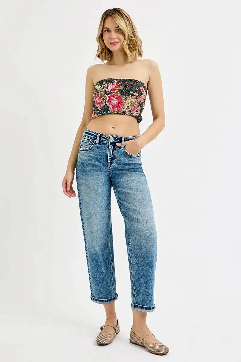 RISEN Full Size High Rise Crop Boyfriend Jeans Plus Size - Image 6