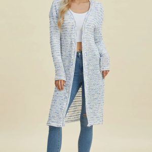 Double Take Full Size Open Front Longline Cardigan - Image 4
