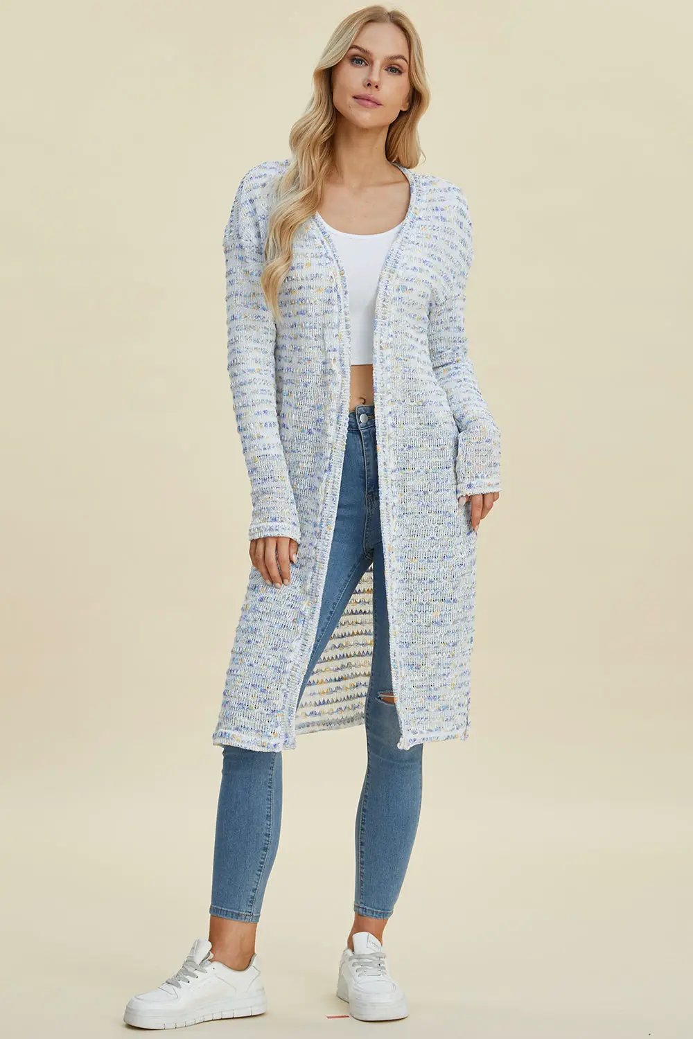 Double Take Full Size Open Front Longline Cardigan - Image 4