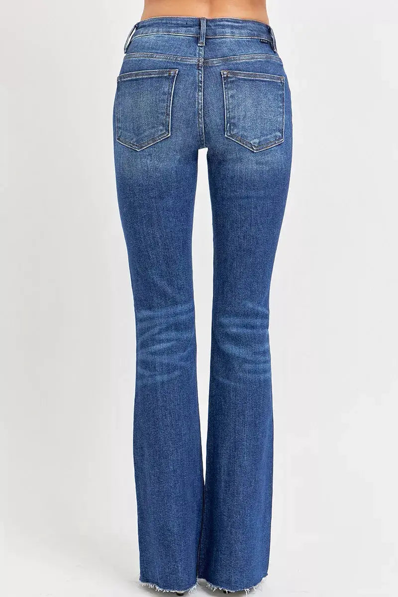 RISEN Full Size Distressed Mid Rise Flare Jeans Plus Size - Image 6