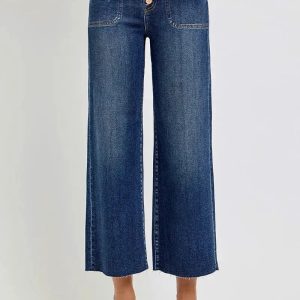 RISEN Full Size High Rise Crop Wide Button Up Jeans Plus Size - Image 3