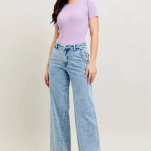 Judy Blue Full Size High Waist Wide Leg Jeans with Skewed Inseam Plus Size - Image 5