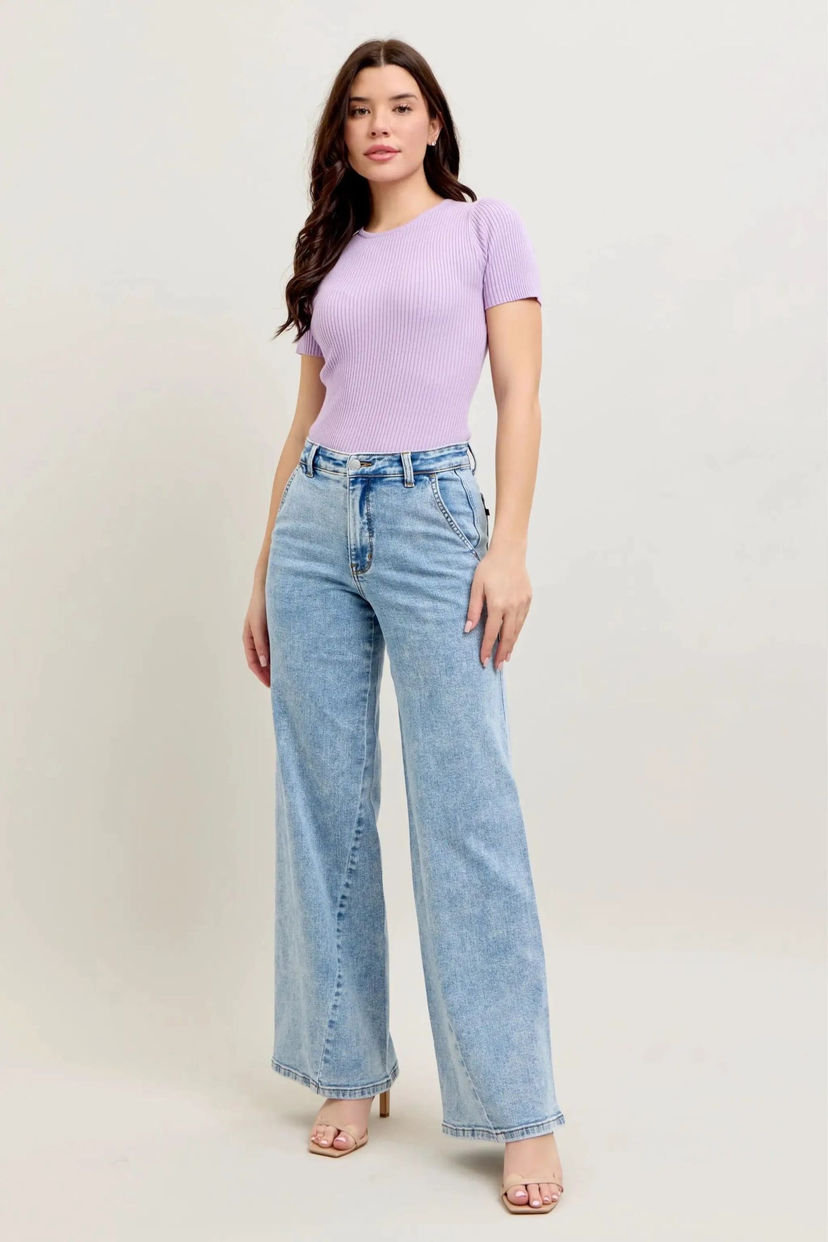 Judy Blue Full Size High Waist Wide Leg Jeans with Skewed Inseam Plus Size - Image 5