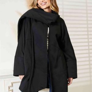 HEYSON Full Size Open Front Cardigan with Scarf Design - Image 5