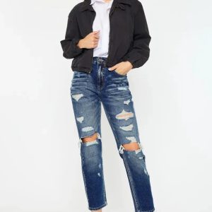 Kancan High Rise Distressed Mom Fit Jeans - Image 2