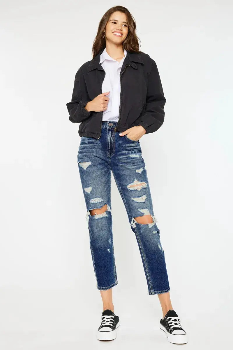 Kancan High Rise Distressed Mom Fit Jeans - Image 2