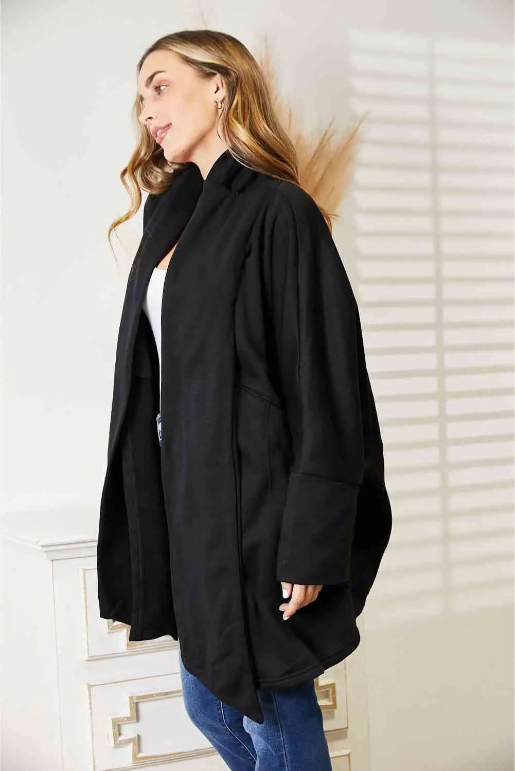 HEYSON Full Size Open Front Cardigan with Scarf Design - Image 6