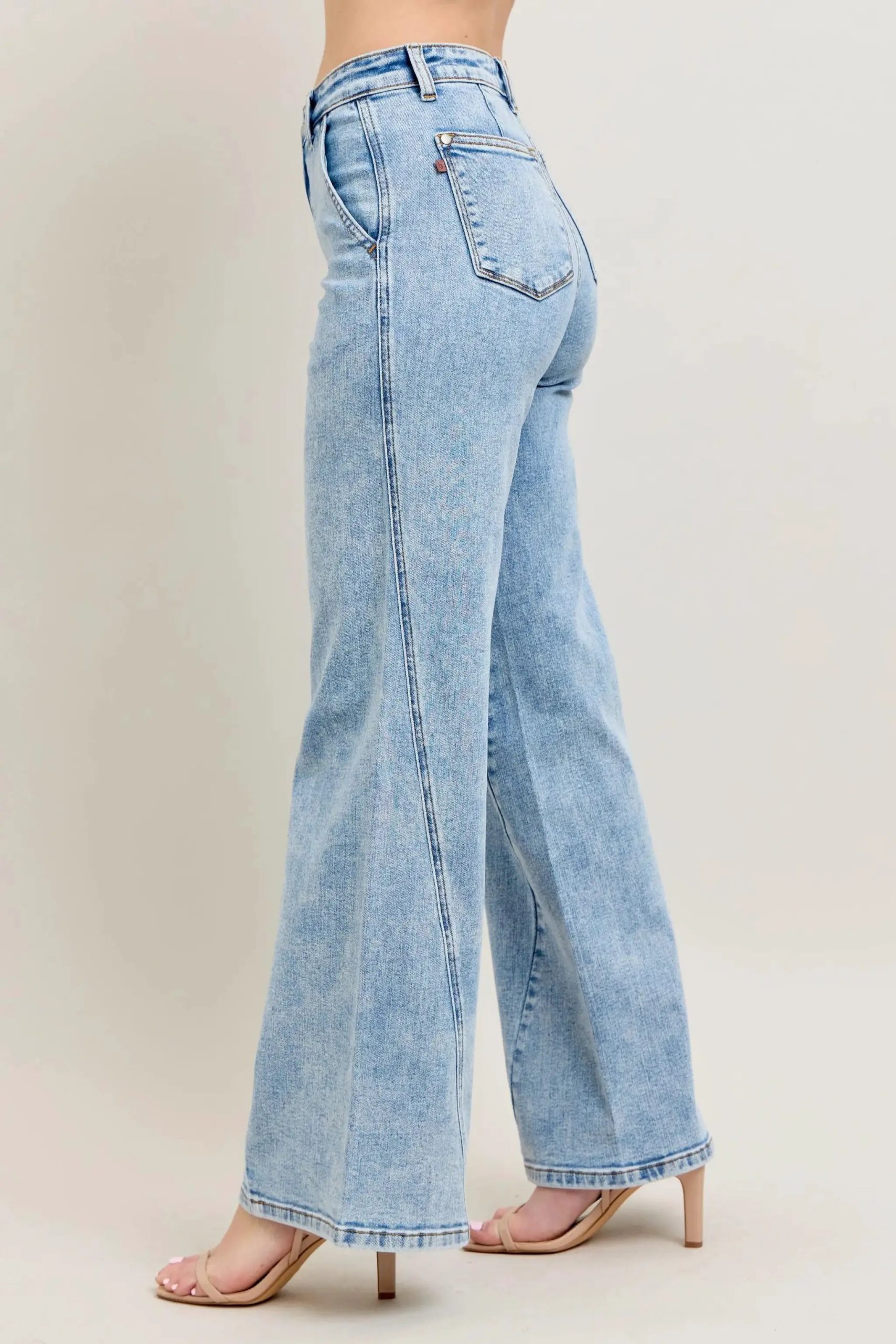 Judy Blue Full Size High Waist Wide Leg Jeans with Skewed Inseam Plus Size - Image 8