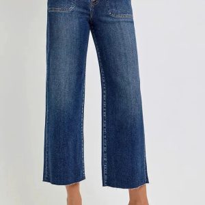 RISEN Full Size High Rise Crop Wide Button Up Jeans Plus Size - Image 2