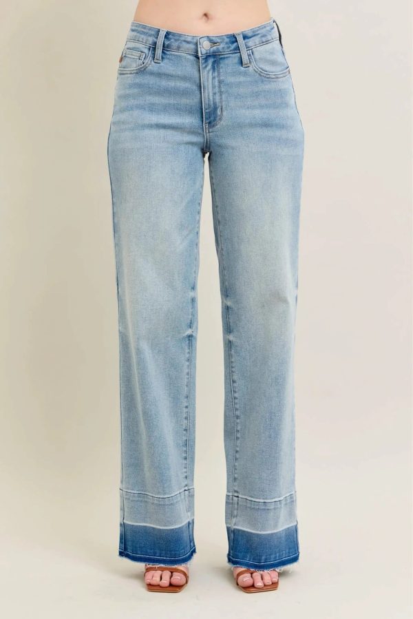 Judy Blue Full Size Mr Release Hem Wide Leg Jeans Plus Size