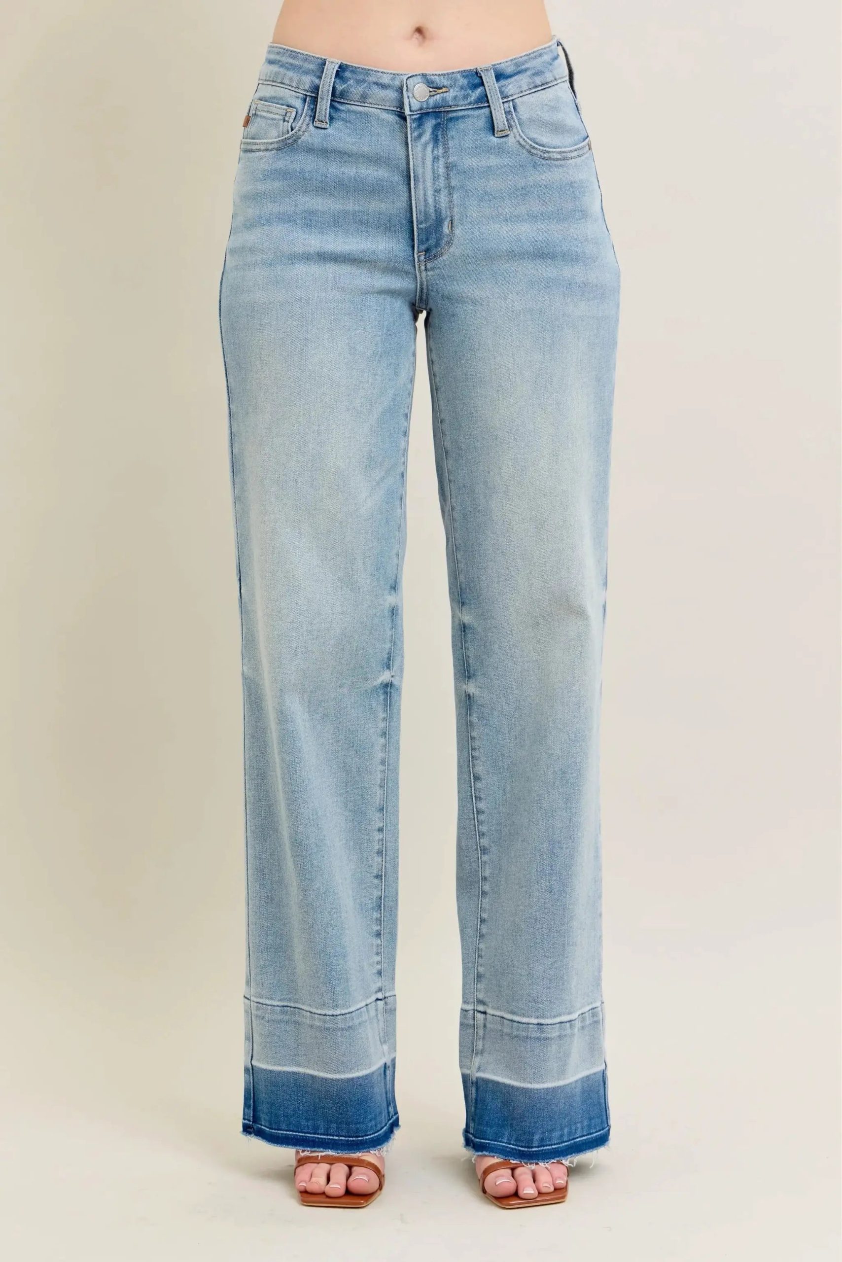 Judy Blue Full Size Mr Release Hem Wide Leg Jeans Plus Size - Image 1