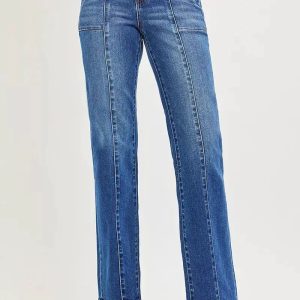 RISEN High Rise Straight Patch Pocket Seamed Jeans - Image 2