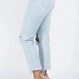 American Bazi High Waist Distressed Raw Hem Jeans - Image 3