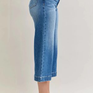 Judy Blue Mid Rise Crop Wide Leg Jeans - Image 5