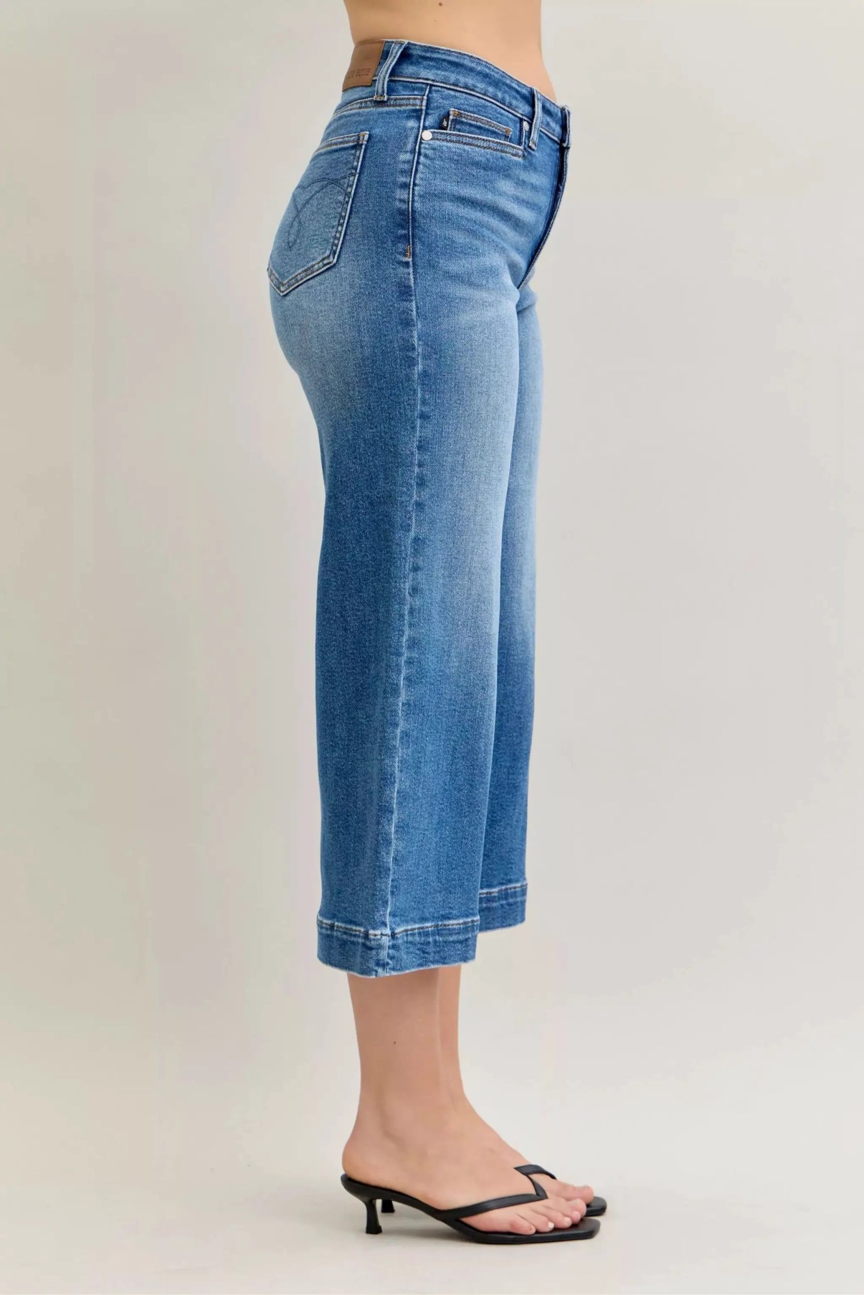 Judy Blue Mid Rise Crop Wide Leg Jeans - Image 5