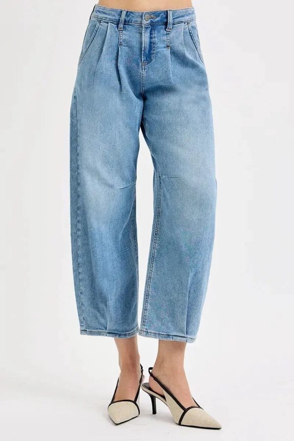 RISEN Full Size Mid Rise Fit Crop Wide Volume Leg Jeans Plus Size