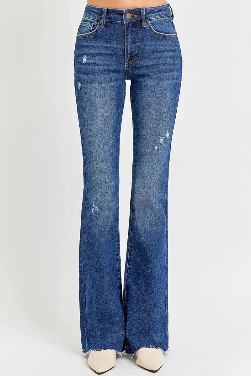 RISEN Full Size Distressed Mid Rise Flare Jeans Plus Size - Image 2