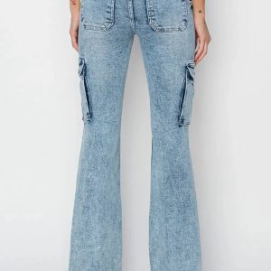 RISEN Full Size High Rise Cargo Flare Jeans - Image 2