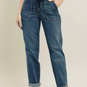 Judy Blue Full Size HW Vintage Wash Jeans w/ Drawstring Plus Size - Image 1