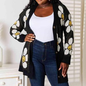 Double Take Floral Button Down Longline Cardigan - Image 6