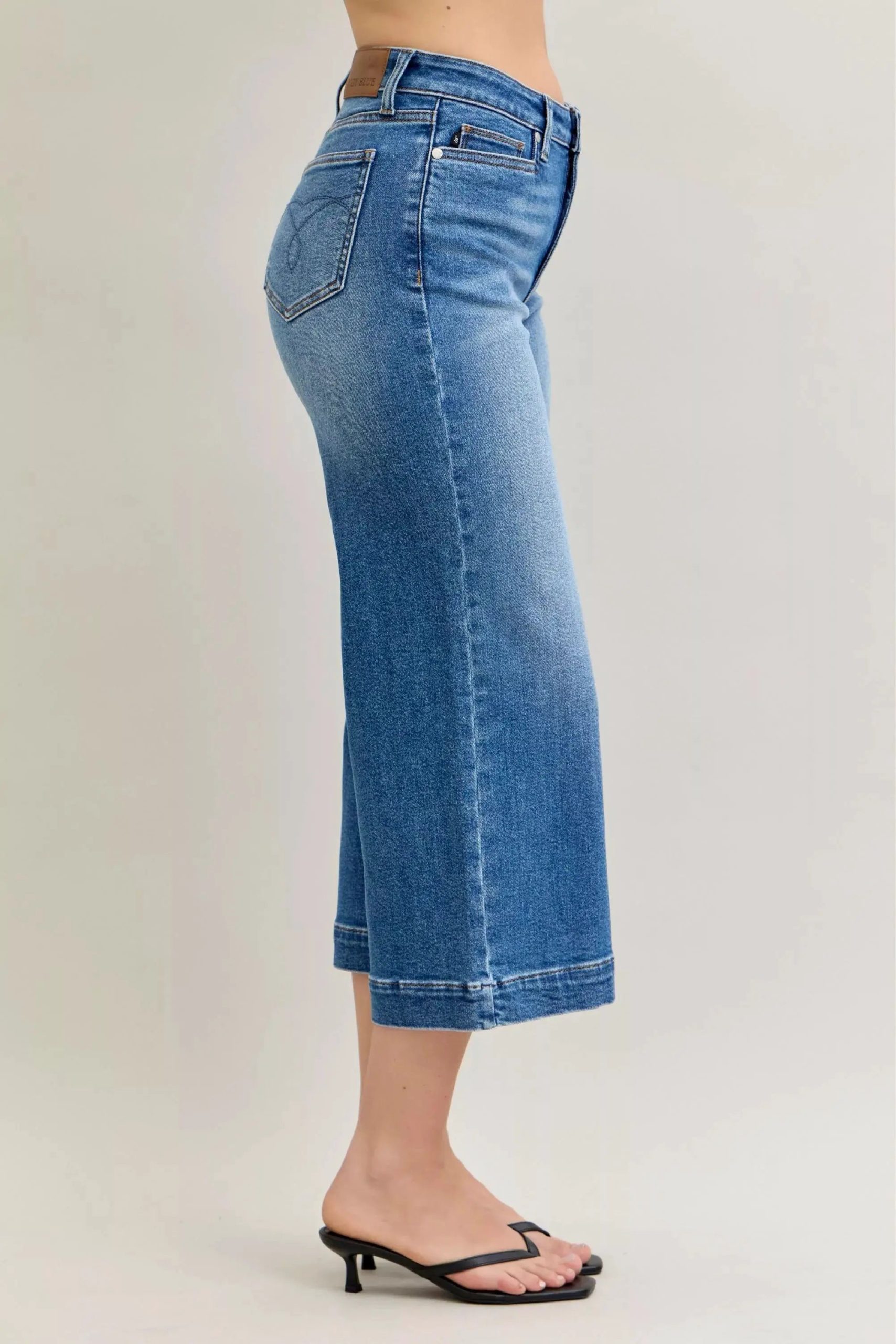 Judy Blue Mid Rise Crop Wide Leg Jeans - Image 6