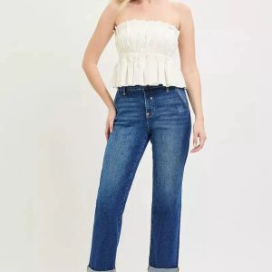 RISEN Slouchy Cropped Boyfriend Jeans with Cuffed Hem - Image 6
