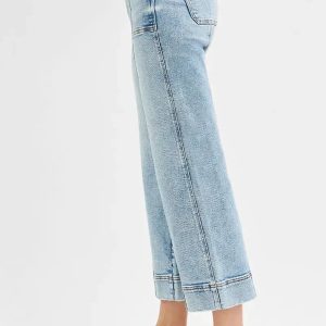 RISEN Full Size High Rise Crop Wide Front Seam Detailed Jeans Plus Size - Image 4