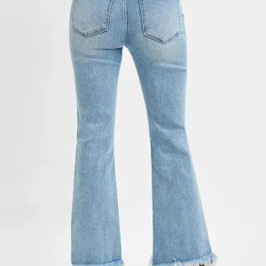 RISEN Full Size High Rise Crop Bootcut Fray Hem Jeans Plus Size - Image 5