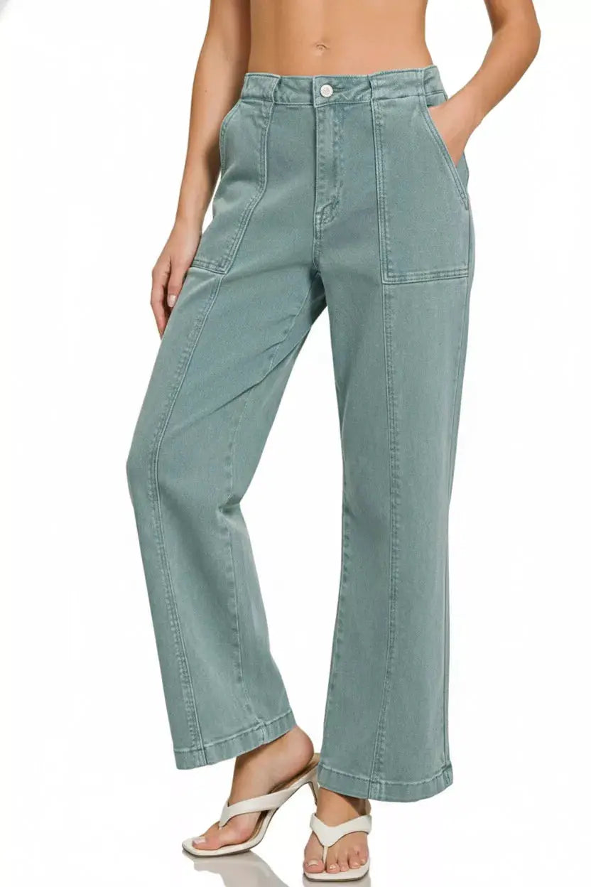 Zenana Straight Leg Utility Pocket Jeans - Image 2