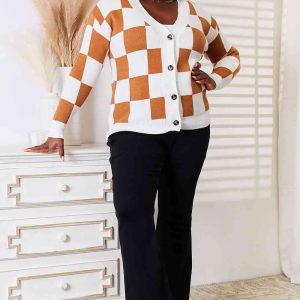 Double Take Button-Up V-Neck Dropped Shoulder Cardigan - Image 10