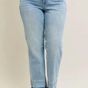Judy Blue Full Size Mr Release Hem Wide Leg Jeans Plus Size - Image 11