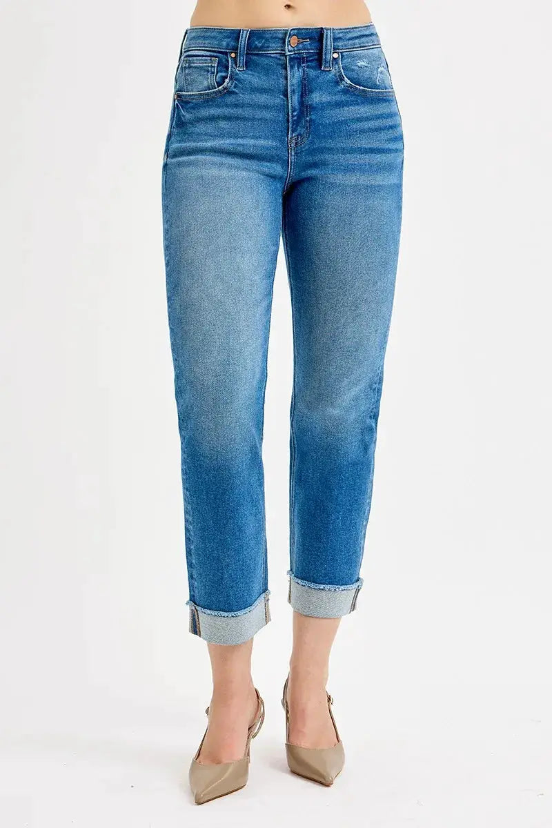 RISEN Full Size High Rise Boyfriend Fit Ankle Jeans Plus SIze - Image 2