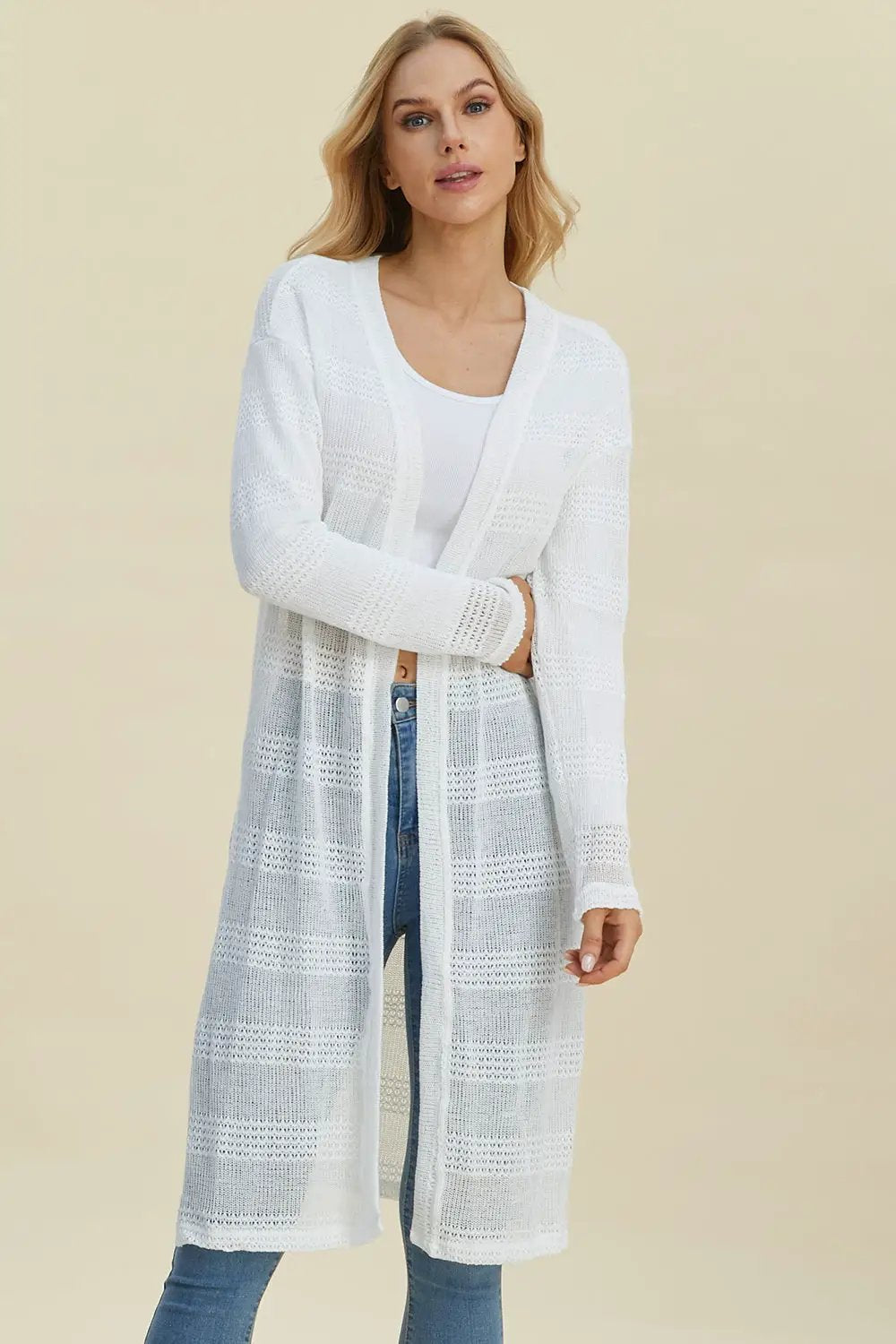 Double Take Full Size Open Front Longline Cardigan - Image 23