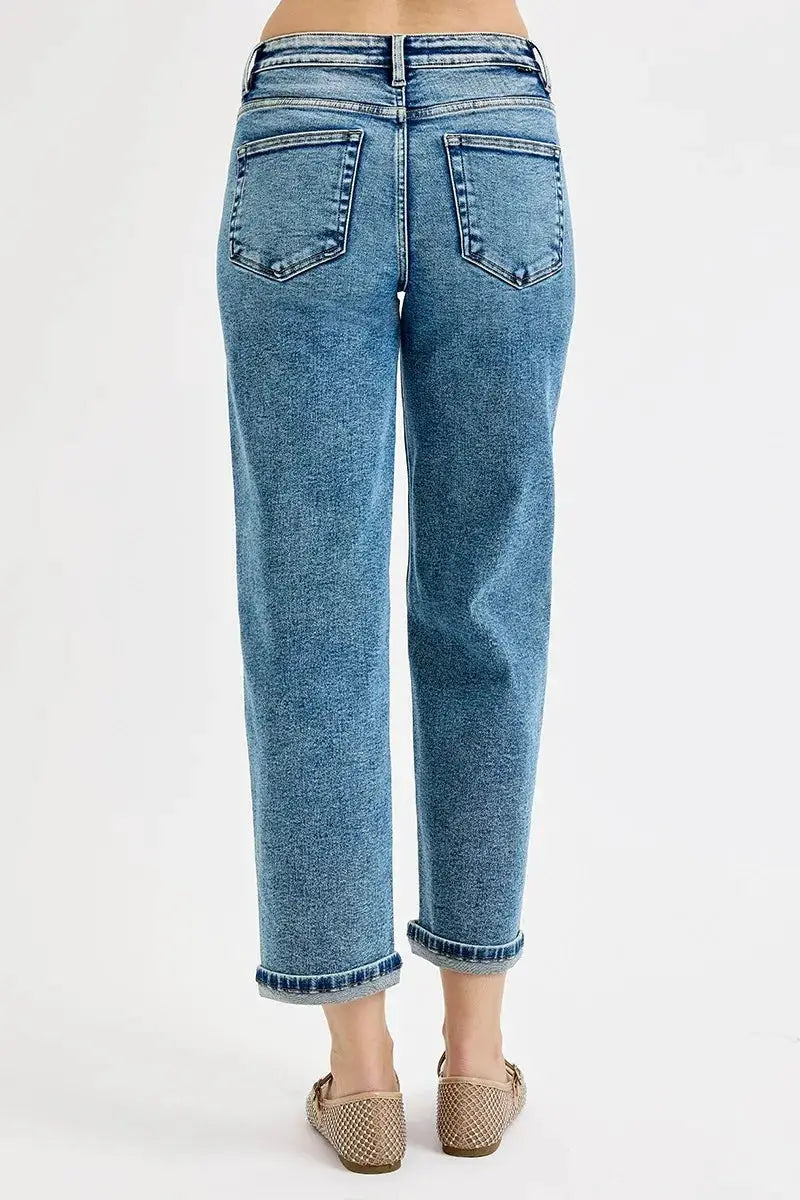 RISEN Full Size High Rise Crop Boyfriend Jeans Plus Size - Image 5