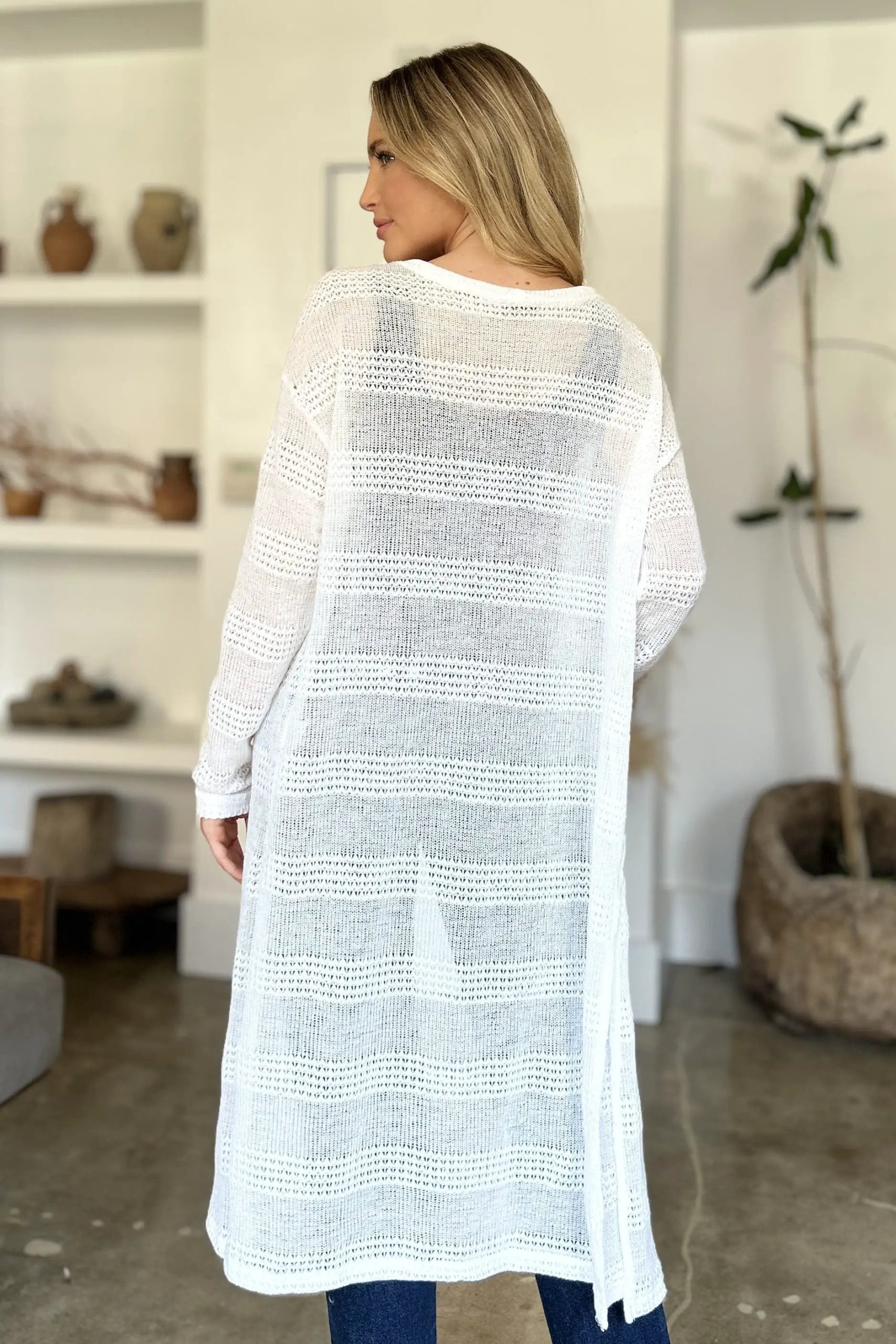 Double Take Full Size Open Front Longline Cardigan - Image 19