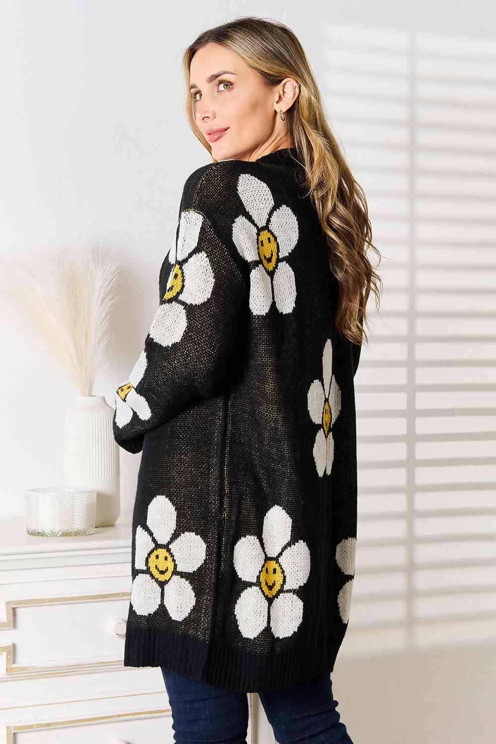 Double Take Floral Button Down Longline Cardigan - Image 2