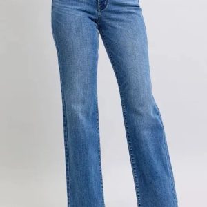Judy Blue Full Size High Waist V-Front Vintage Wash Straight Jeans Plus Size - Image 2