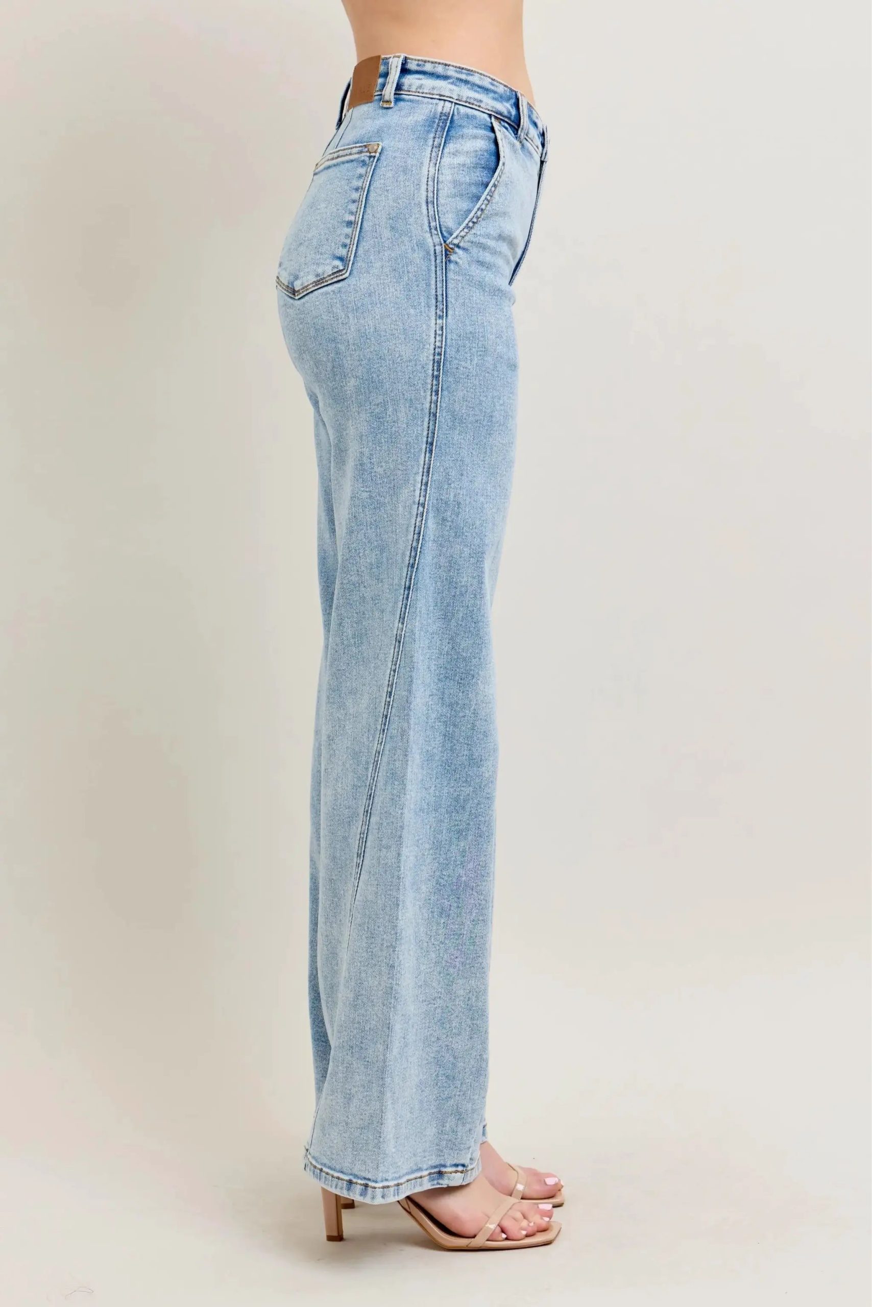 Judy Blue Full Size High Waist Wide Leg Jeans with Skewed Inseam Plus Size - Image 4
