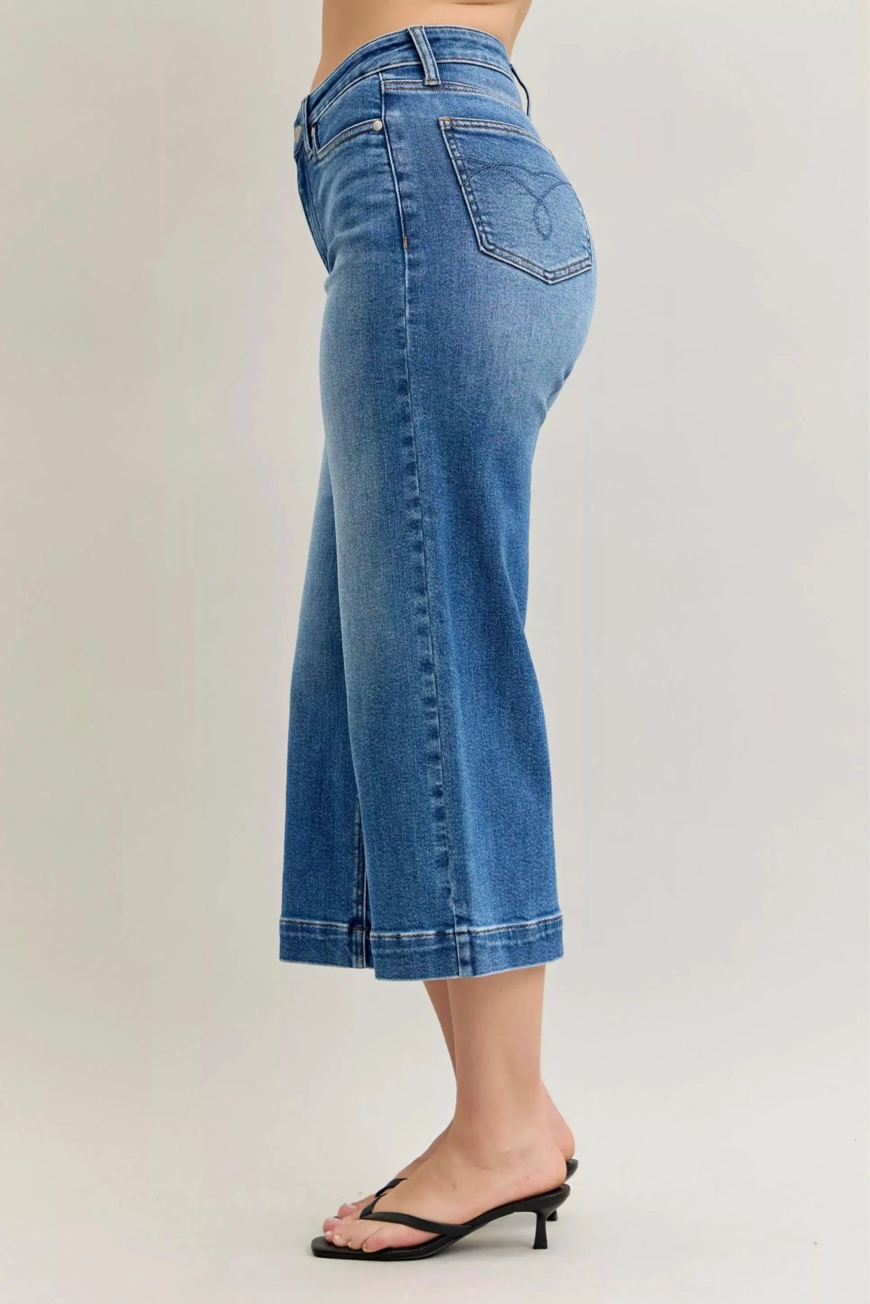 Judy Blue Mid Rise Crop Wide Leg Jeans - Image 8