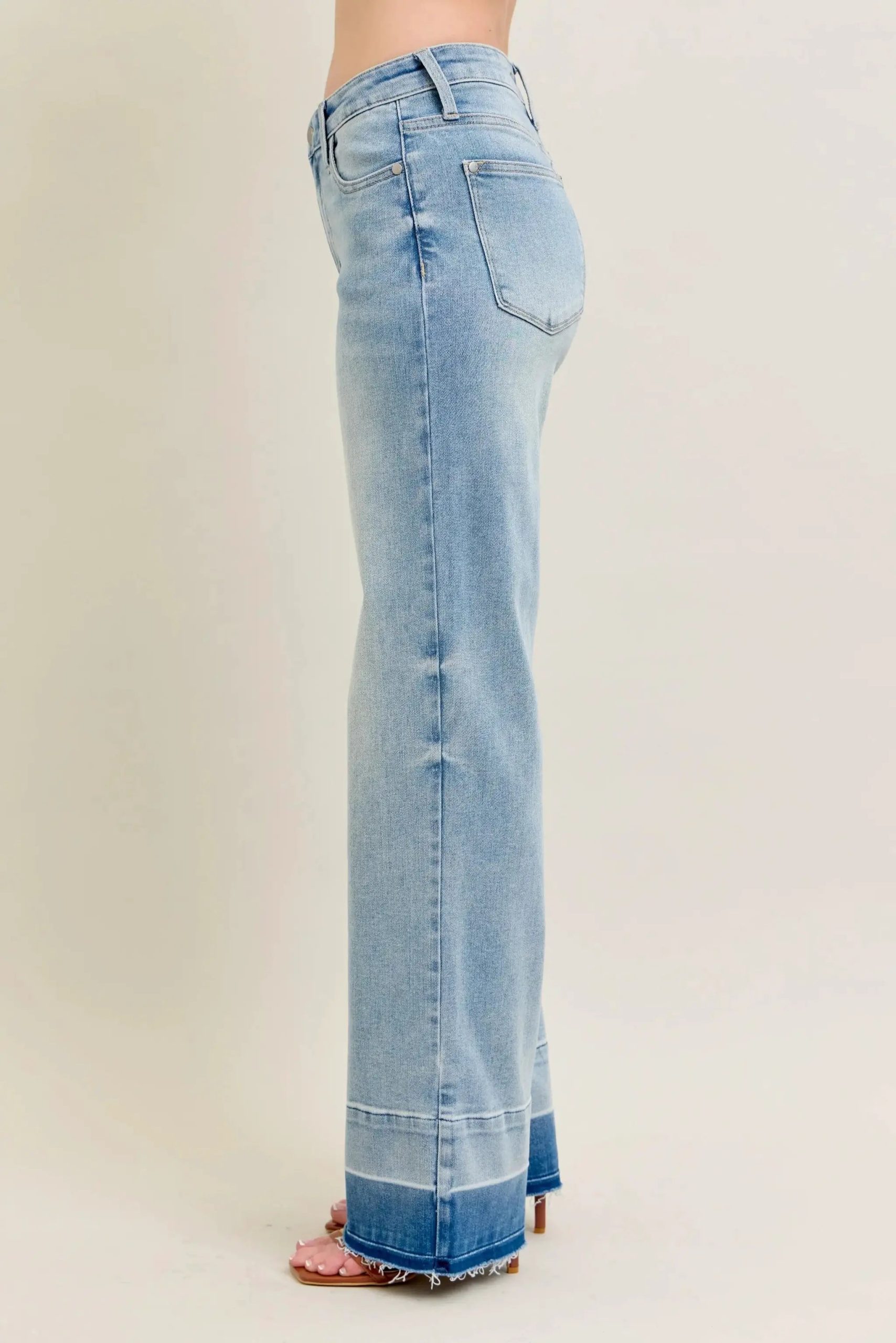 Judy Blue Full Size Mr Release Hem Wide Leg Jeans Plus Size - Image 3