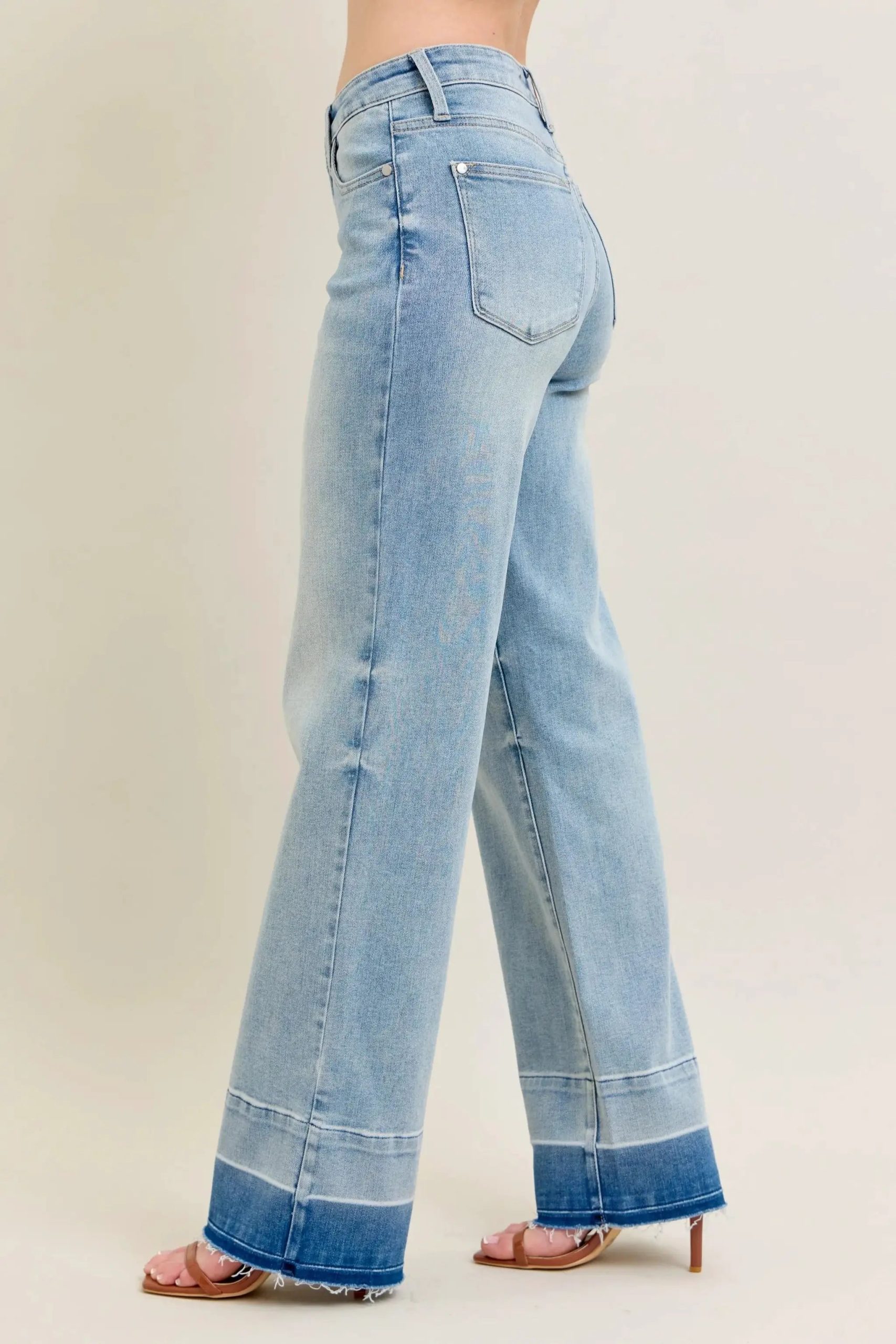 Judy Blue Full Size Mr Release Hem Wide Leg Jeans Plus Size - Image 4