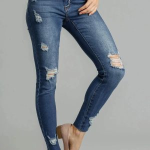 Umgee Distressed Skinny Jeans with Pockets - Image 1