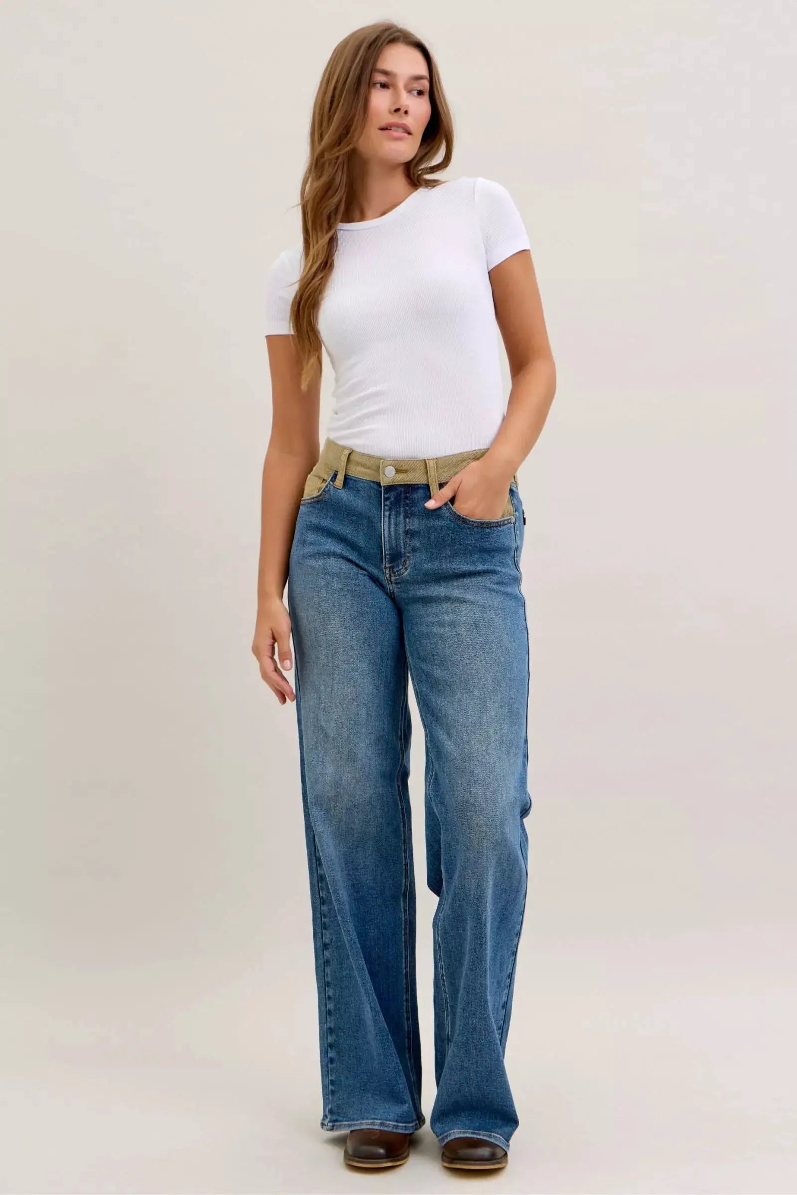 Judy Blue MR Column Straight Jeans with Corduroy Waist - Image 5