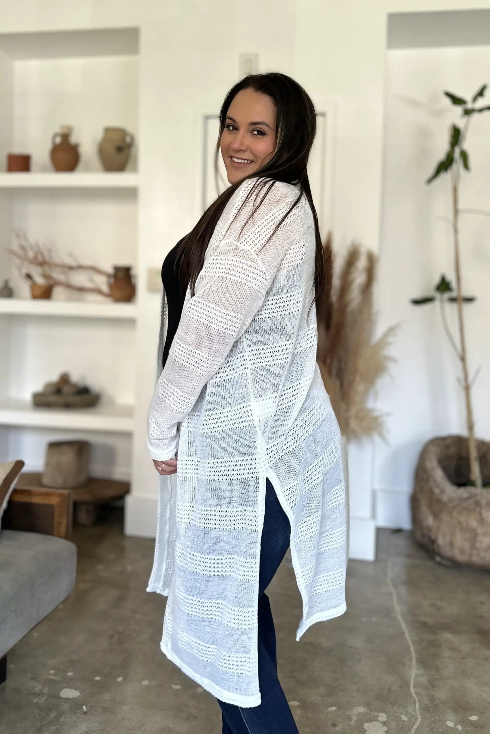Double Take Full Size Open Front Longline Cardigan - Image 21