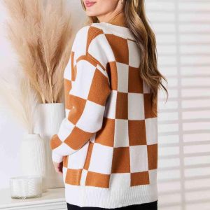 Double Take Button-Up V-Neck Dropped Shoulder Cardigan - Image 5